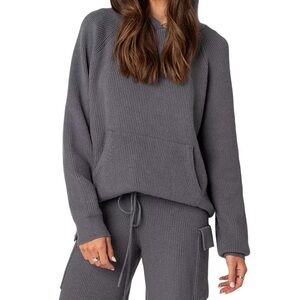 Cozy Gray Edikted Knit Hoodie